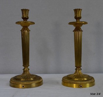 Pair of Gilded Bronze Torches, Louis XVI style - Early XXth century