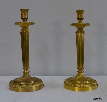 Pair of Gilded Bronze Torches, Louis XVI style - Early XXth century