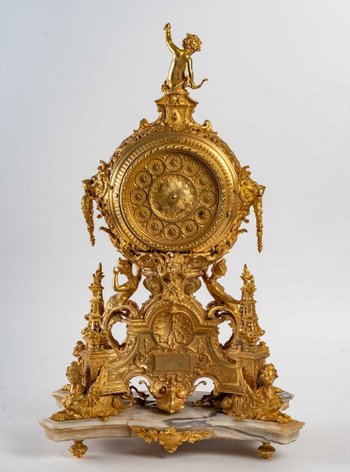 A 19th Century Gilded Bronze Mantel Set