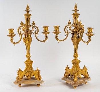 A 19th Century Gilded Bronze Mantel Set