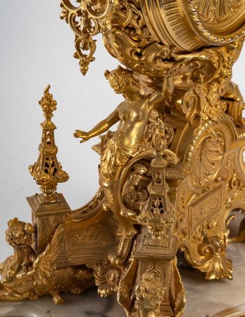 A 19th Century Gilded Bronze Mantel Set
