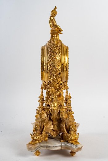 A 19th Century Gilded Bronze Mantel Set