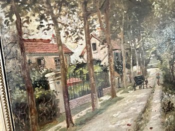  Large impressionist painting XIX eme signed Paul MORIZET walk in edges of the Marne