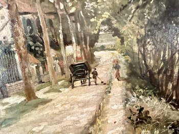 Large impressionist painting XIX eme signed Paul MORIZET walk in edges of the Marne