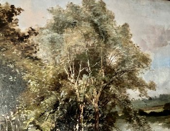  Large impressionist painting XIX eme signed Paul MORIZET walk in edges of the Marne