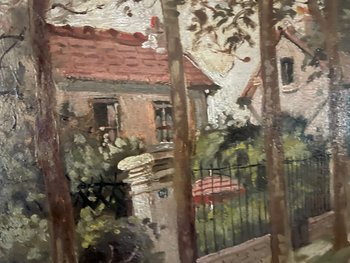  Large impressionist painting XIX eme signed Paul MORIZET walk in edges of the Marne