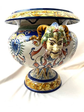 Große Vase Medici Jardinière Fayence Nevers signiert 19.