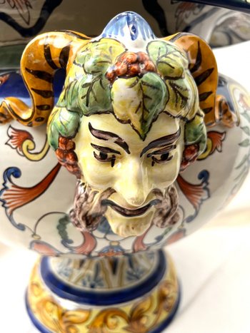Große Vase Medici Jardinière Fayence Nevers signiert 19.