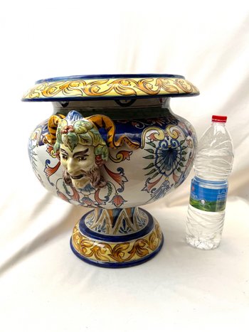 Große Vase Medici Jardinière Fayence Nevers signiert 19.