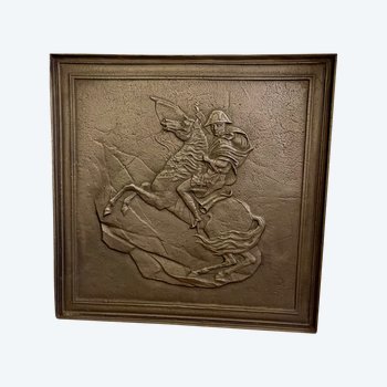 Plaque de cheminée empereur Napoléon Bonaparte à cheval 19ème