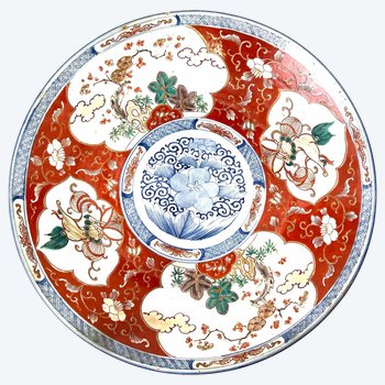 Piatto Imari policromo molto grande XIX secolo 46 cm