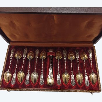 Silver and vermeil teaspoon case