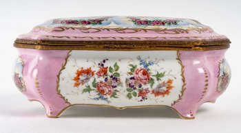 Boite à Bijoux En Porcelaine Rose De Style Sèvres