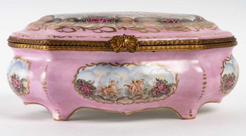 Boite à Bijoux En Porcelaine Rose De Style Sèvres