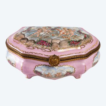 Boite à Bijoux En Porcelaine Rose De Style Sèvres