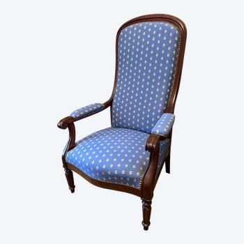 Blue Voltaire armchair with fleur-de-lis