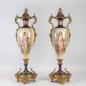 Pair Of Very Fine Porcelain Vases From Sèvres 19th Century