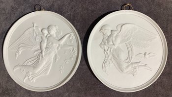 Pair of Biscuit Porcelain Plates in the Art Nouveau Style