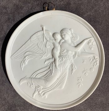Pair of Biscuit Porcelain Plates in the Art Nouveau Style