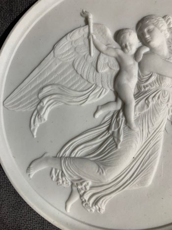 Pair of Biscuit Porcelain Plates in the Art Nouveau Style