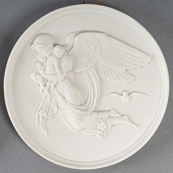 Pair of Biscuit Porcelain Plates in the Art Nouveau Style