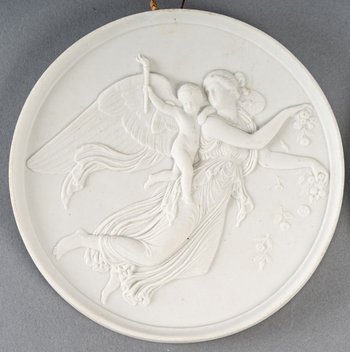 Pair of Biscuit Porcelain Plates in the Art Nouveau Style