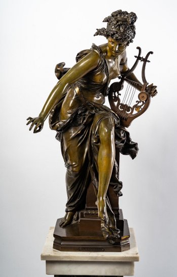 Figure En Bronze Melodie d'Albert Ernest Carrier Belleuse