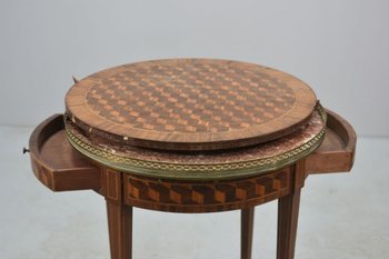 Louis XVI Style Inlaid Bouillotte Table With Removable Tray