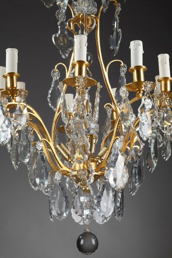 Eight Arm Gilt Bronze Chandelier With Tassels