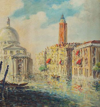 Huile Sur Toile Vue De Venise Fin XIXème Siècle