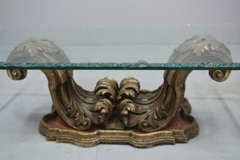 Table Basse Baroque En Bois Doré Et Laqué 