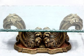 Table Basse Baroque En Bois Doré Et Laqué 