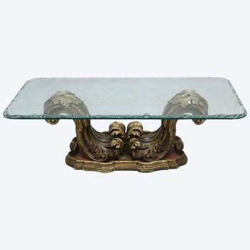 Table Basse Baroque En Bois Doré Et Laqué 