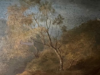 Dipinto ad olio scena rurale con cavalli di Georges Crinier XIX secolo