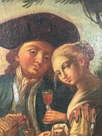 Gemälde Schule 18. Jahrhundert Liebespaar Ölgemälde auf Leinwand