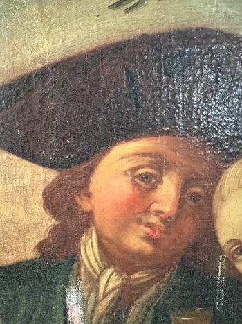 Gemälde Schule 18. Jahrhundert Liebespaar Ölgemälde auf Leinwand
