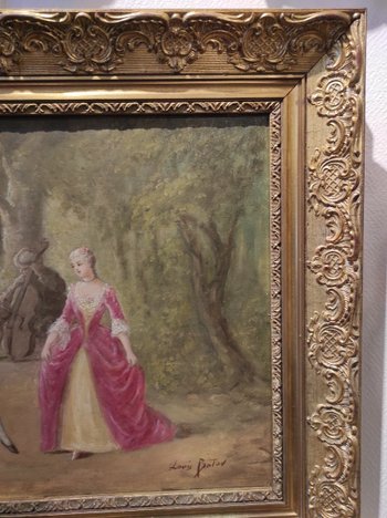 Une Paire De Huile Sur Toile Scène Galante Champêtre Fin XIXème Siècle