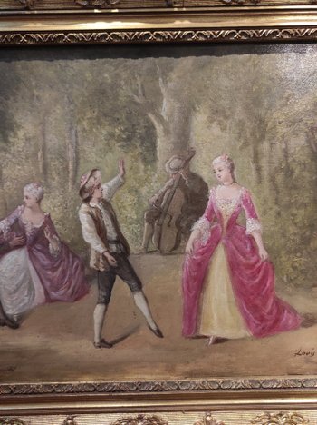 Une Paire De Huile Sur Toile Scène Galante Champêtre Fin XIXème Siècle