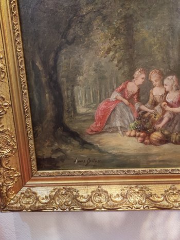 Une Paire De Huile Sur Toile Scène Galante Champêtre Fin XIXème Siècle