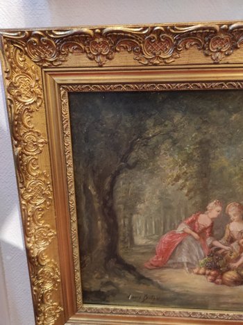 Une Paire De Huile Sur Toile Scène Galante Champêtre Fin XIXème Siècle