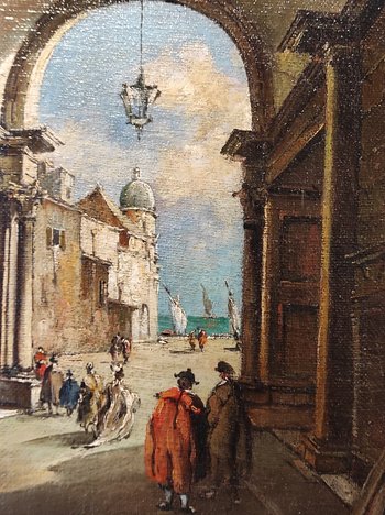 Gemälde XIX Ansicht Von Venedig Öl