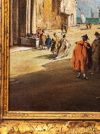 Gemälde XIX Ansicht Von Venedig Öl
