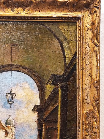 Gemälde XIX Ansicht Von Venedig Öl