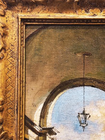 Gemälde XIX Ansicht Von Venedig Öl