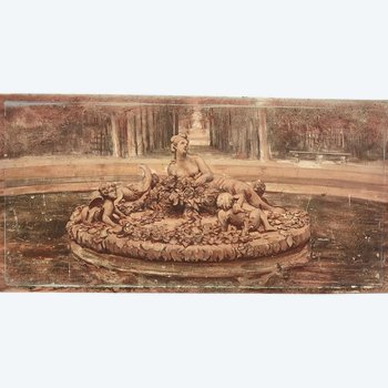 Painting on a fountain study, XIXth century