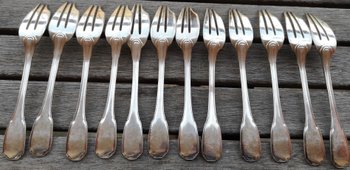 12 solid silver cake forks hallmarked minerva goldsmith Louis Coignet style "Noailles" model