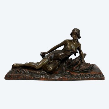 Bronze « Rêverie au bord du Lac », de E. Drouot – 1900