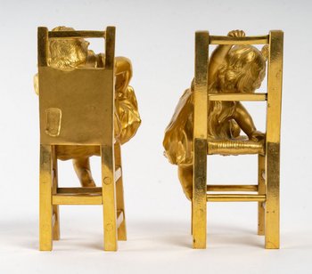 Coppia di sculture in bronzo dorato del XIX secolo