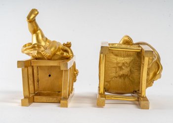 Coppia di sculture in bronzo dorato del XIX secolo