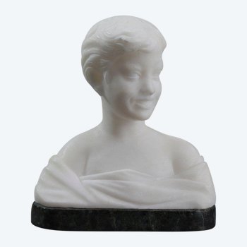 Small Bust Representing A Young Boy In Alabaster